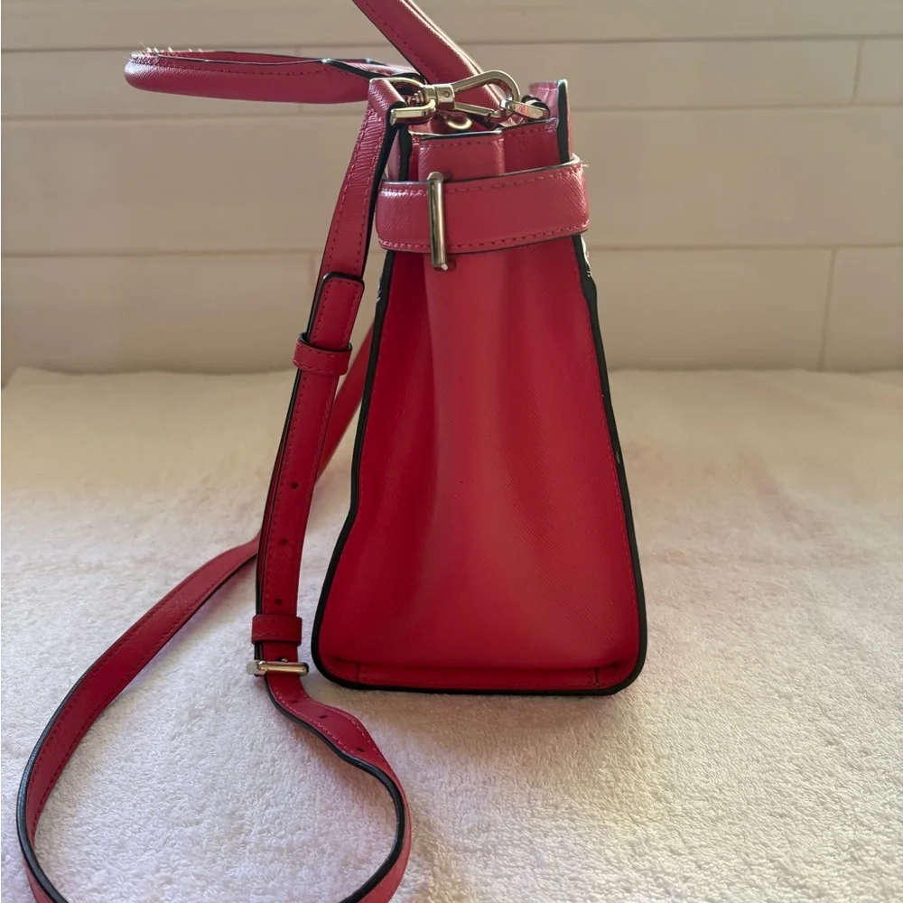 Kate Spade New York Staci Satchel Crossbody Bag Medium Size - Ruby Pink Leather